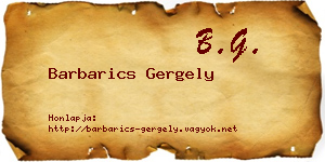 Barbarics Gergely névjegykártya